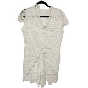 Saylor White Lace Romper Size MEdiumEyelet Crochet Scalloped Bridal
